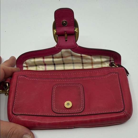 Coach Burgundy Leather Clutch with Gold Buckle - Picture 3 of 4